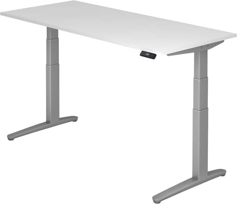 Hammerbacher XBHM VXBHM Elektrisch hoogteverstelbaar Zit-sta-bureau Rechthoekig Wit C-Voet 1.800 (B) x 800 (D) x 1.290 (H) mm Spaanplaat, Staal, Aluminium