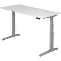 Hammerbacher Zit-sta-bureau Elektrisch in hoogte verstelbaar Rechthoekig Hout Zilver T-voet 1.800 x 800 x 720 mm