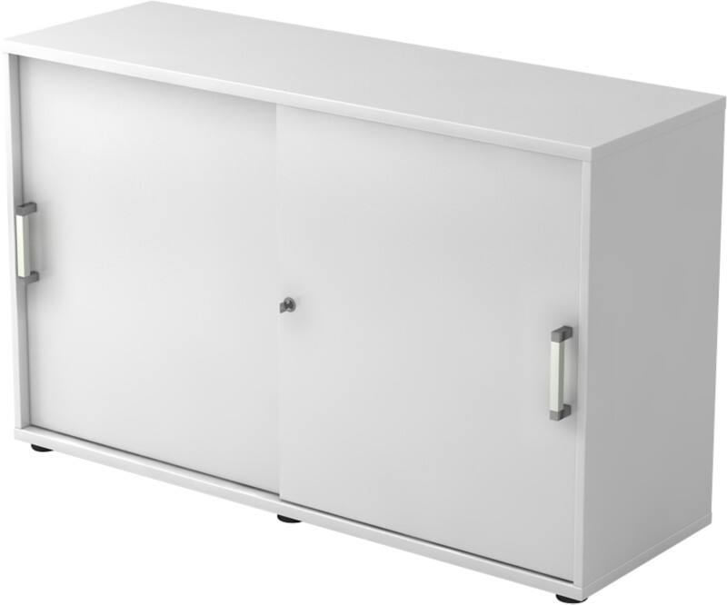 Hammerbacher Schuifdeurenkast Spaanplaat 1 Plank Afsluitbaar 1.200 x 400 x 748 mm Wit