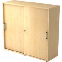 Hammerbacher Schuifdeurkast Spaanplaat 2 Planken Afsluitbaar 1.200 x 400 x 1.100 mm Ahorn Bruin