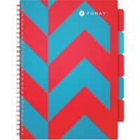 Foray Extreme A4 Projectboek Rood, turquoise Polypropylene kaft Geruit Geperforeerd 175 vellen