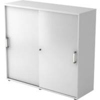 Hammerbacher Schuifdeurenkast Spaanplaat 2 Planken Afsluitbaar 1.200 x 400 x 1.100 mm Wit