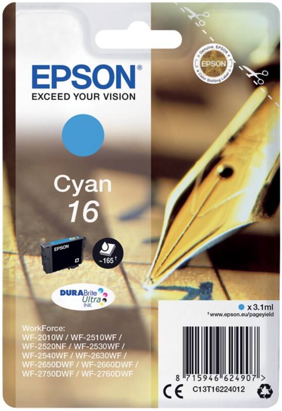 Epson 16 Origineel Inktcartridge C13T16224012 Cyaan