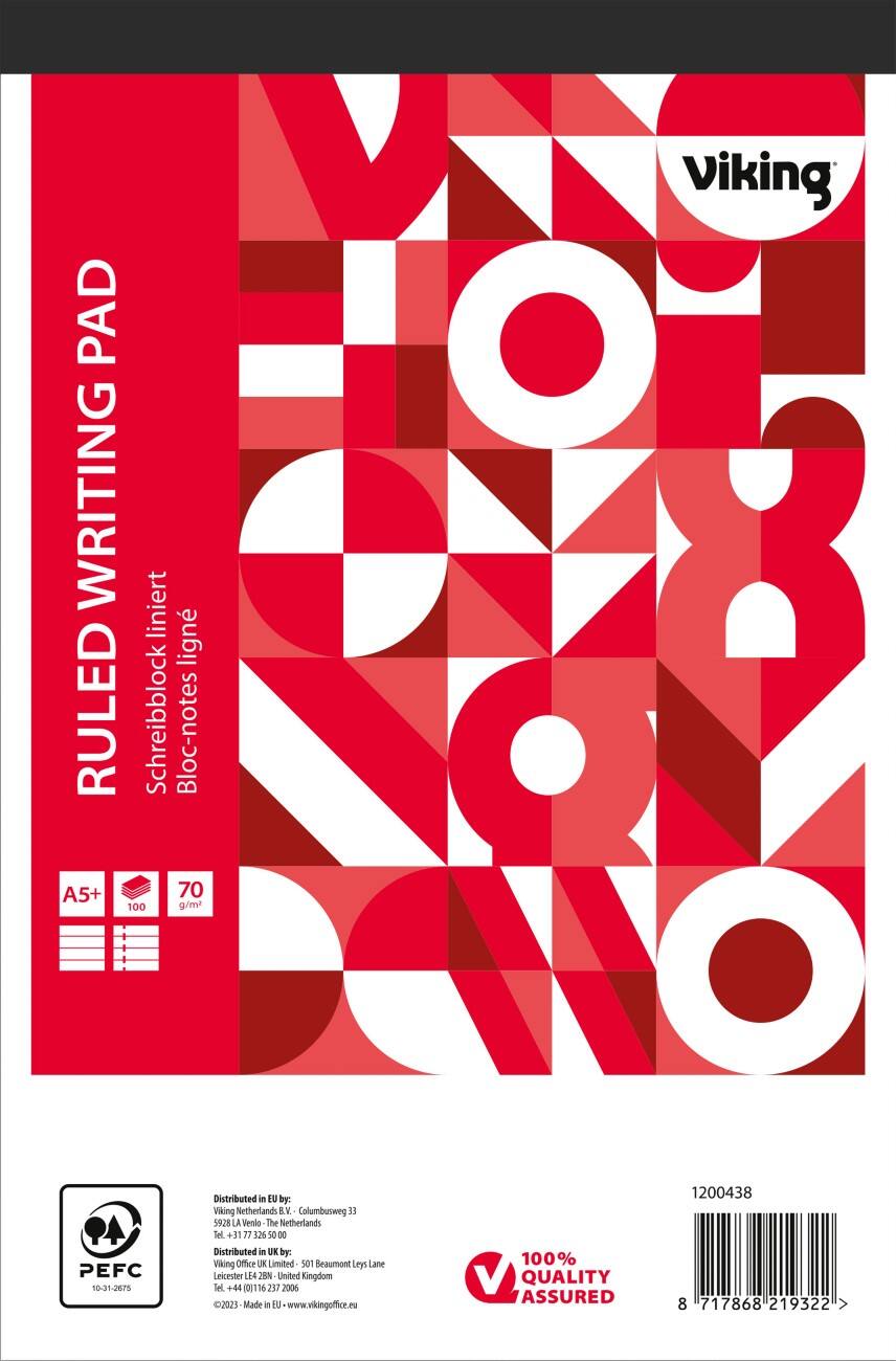 Office Depot A5+ Schrijfblok Wit Softcover Gelinieerd Geperforeerd 5 stuks à 100 vellen