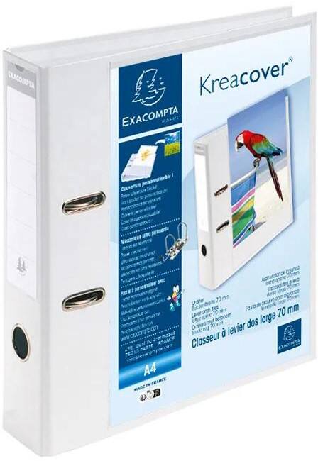 Exacompta 75 mm Presentatieringband Metaal, pvc (polyvinylchloride) A4 2 Ringen Wit