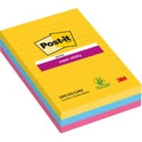 Post-it Rio de Janeiro Super Sticky Notes 101 x 152 mm Kleurenassortiment Rechthoekig Gelinieerd 3 Stuks à 90 Vellen