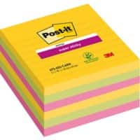 Post-it Rio de Janeiro Super Sticky Notes 101 x 101 mm Kleurenassortiment Vierkant Gelinieerd 6 Stuks à 90 Vellen