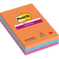 Post-it Bangkok Super Sticky Notes 101 x 152 mm Kleurenassortiment Rechthoekig Gelinieerd 3 Stuks à 90 Vellen