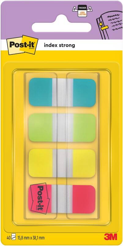 Post-it Indexen Rechthoekig 1,58 x 3,81 cm Kleurenassortiment Aqua 4 Stuks à 10 Strips