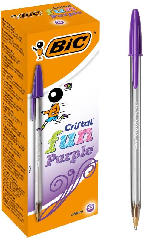 BIC Cristal Fun Balpen Paars 0,6 mm Breed Balpen 20 Stuks