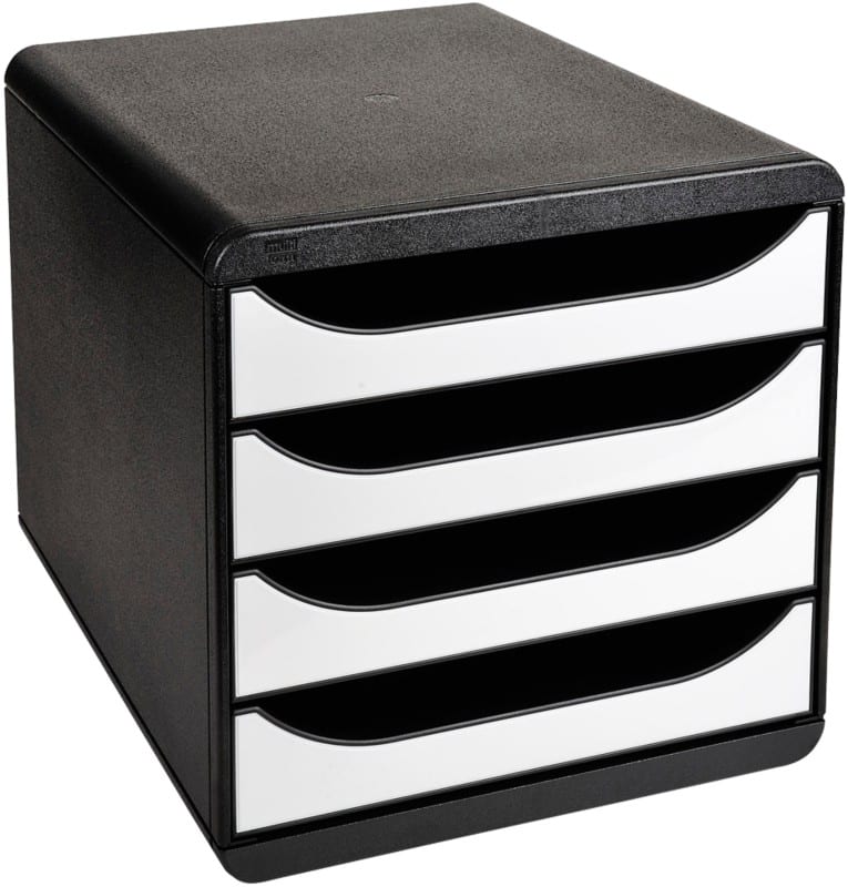 Exacompta Ladekastje PS (Polystyreen) Wit, zwart 4 Lades 26,7 x 34,7 x 27,8 cm