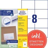 Avery Ultragrip Laser Etiketten 3427-200 Klevend A4 Wit 105 x 74 mm 220 Vellen à 8 Etiketten