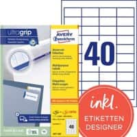 AVERY Zweckform Ultragrip Etiketten 3657-200 Klevend A4 Wit 48,5 x 25,4 mm  220 Vellen à 40 Etiketten