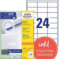 AVERY Zweckform Adresetiketten & Verzendetiketten 3658-200 Ultragrip Wit 64,6 x 33,8 mm 220 Vellen à 24 Etiketten