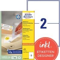 Avery Etiketten L4734REV-100 Klevend A4 Wit 199,6 x 143,5 mm 100 Vellen à 2 Etiketten