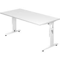 Hammerbacher O-Serie Hoogteverstelbaar Bureau Rechthoekig Gemelamineerde spaanplaat Wit 4 poten 1.600 x 800 x 680 mm