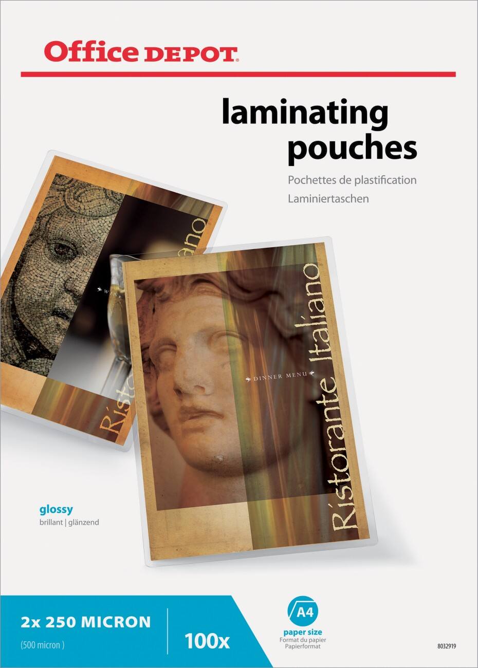 Office Depot Lamineerhoezen Glanzend 2 x 250 (500) Micron A4 100 Stuks