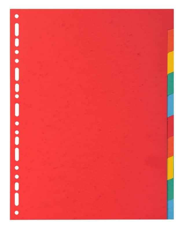 Exacompta Blanco Blanco tabbladen 95% Gerecycled A4 Kleurenassortiment 10 tabs Karton 18 Gaten 2010E