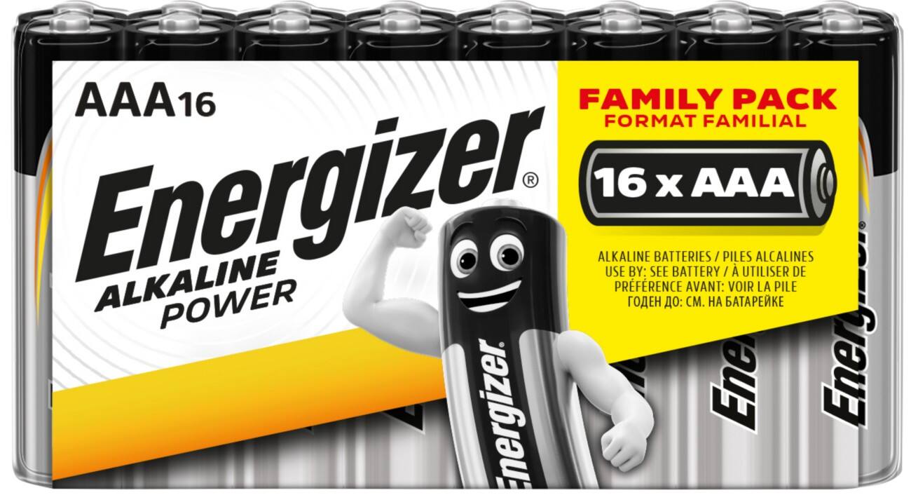 Energizer AAA Alkaline Batterijen Power LR03 1,5V 16 stuks