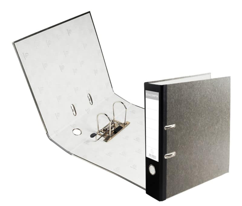 Exacompta Prem Touch Breed Ordner A4 80 mm Zwart 2 Ringen Karton Wolkenmarmer Staand Gerecycled