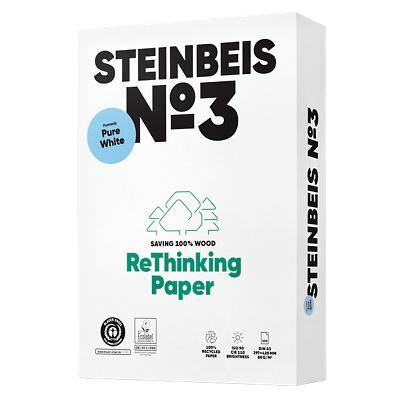 Steinbeis Pure No.3 A3 Kopieerpapier 100% Recycled 80 g/m² Glad Wit 500 Vellen