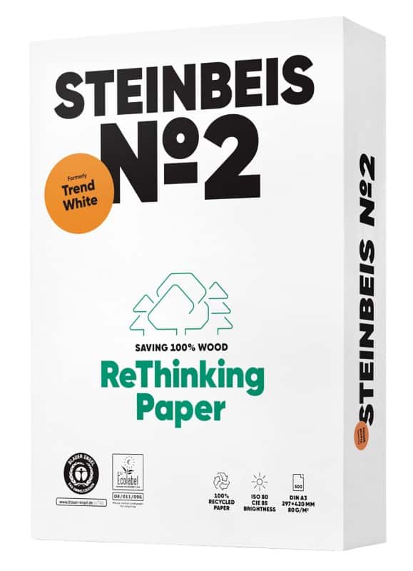 Steinbeis Trend No.2 A3 Kopieerpapier 100% Recycled 80 g/m² Glad Wit 500 Vellen
