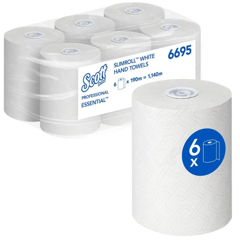 Scott Essential Papieren handdoeken Rol Wit 1-laags 6695 6 Rollen à 190 m