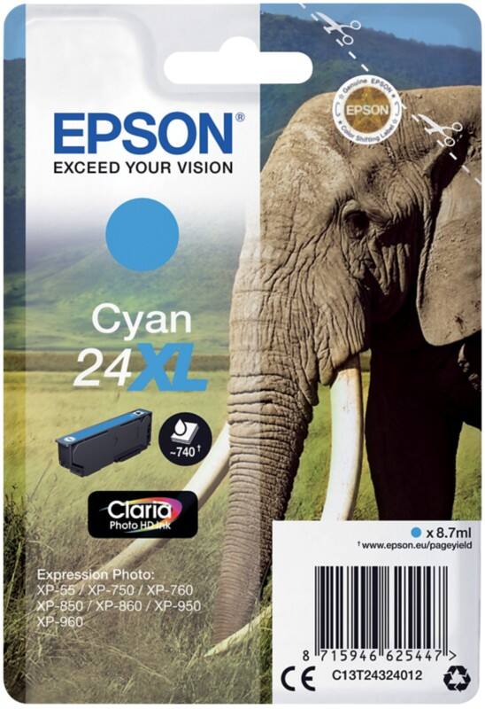 Epson 24XL Origineel Tonercartridge C13T24324012 Cyaan