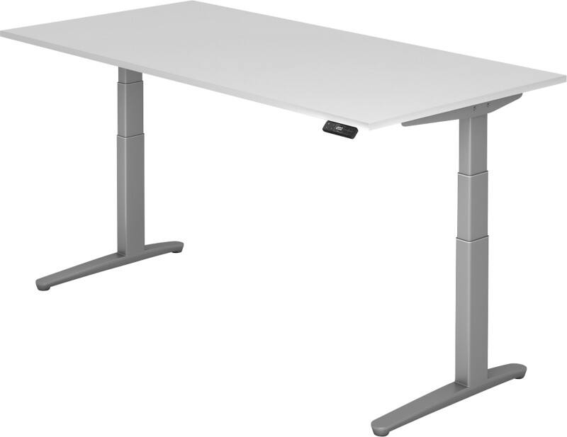 Hammerbacher XBHM VXBHM Elektrisch hoogteverstelbaar Zit-sta-bureau Rechthoekig Wit C-Voet 2.000 (B) x 1.000 (D) x 1.290 (H) mm Spaanplaat, Staal, Aluminium