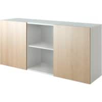 Hammerbacher Kast met schuifdeuren Spaanplaat 1 Plank 1.600 x 420 x 748 mm Eiken, wit