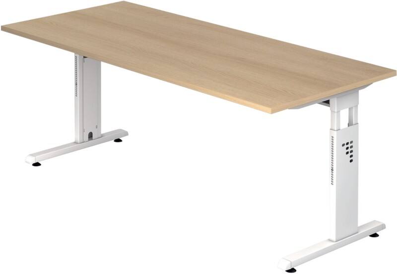 Hammerbacher O-Serie VOS Hoogteverstelbaar Bureau Rechthoekig Eiken C-Voet 1,800 (B) x 800 (D) x 850 (H) mm Spaanplaat, Staal