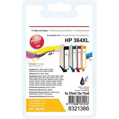 Office Depot Compatibel HP 364XL Inktcartridge N9J74AE Zwart, cyaan, magenta, geel Multipack 4 Stuks