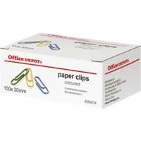 Office Depot Papierclips Rond 30 mm Assorti Metaal, plastic 100 Stuks