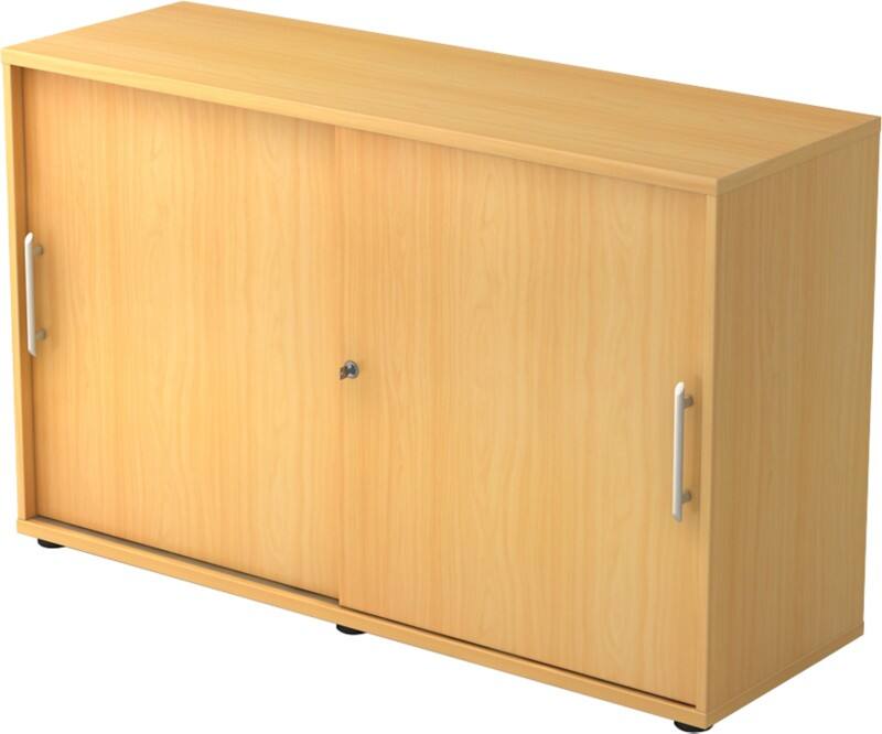 Hammerbacher Schuifdeurkast Spaanplaat 1 Plank Afsluitbaar 1.200 x 400 x 748 mm Beuken Bruin