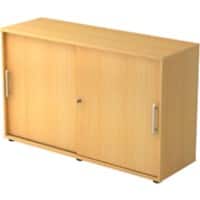 Hammerbacher Schuifdeurkast Spaanplaat 1 Plank Afsluitbaar 1.200 x 400 x 748 mm Beuken Bruin