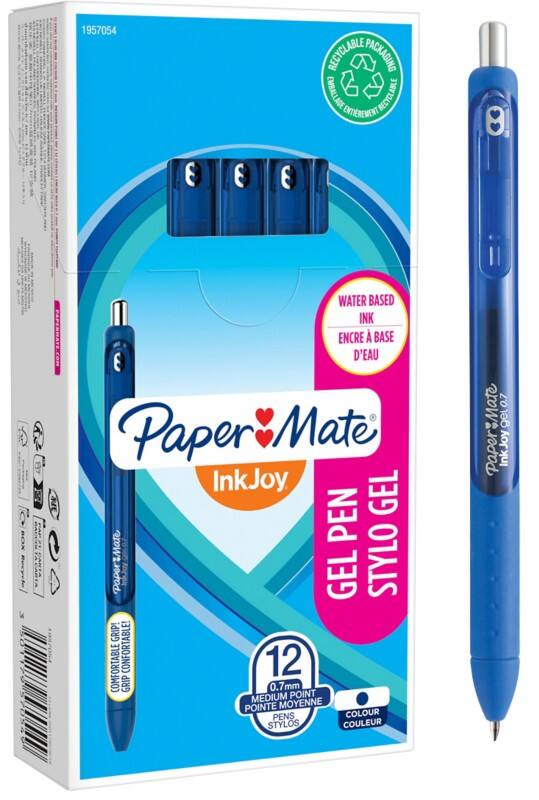 Papermate InkJoy Intrekbaar Gelpen Blauw 0,7 mm Medium Rollerball 12 Stuks
