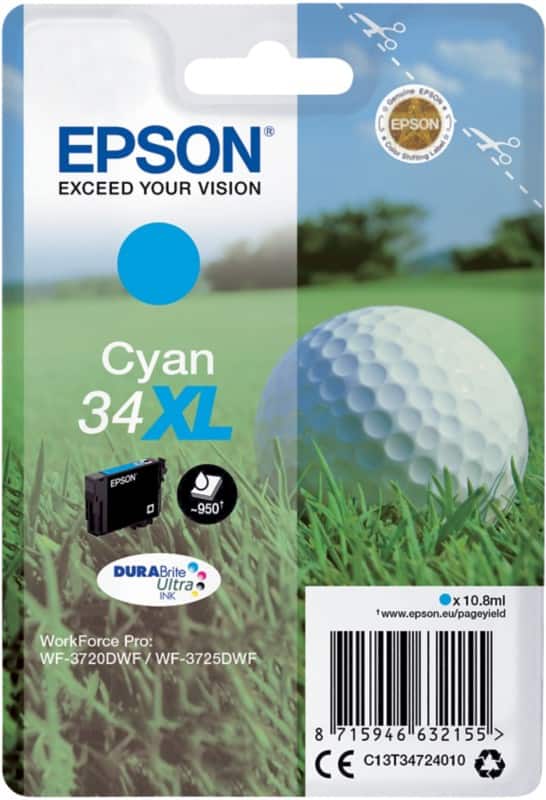 Epson 34XL Origineel Inktcartridge C13T34724010 Cyaan