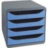 Exacompta Big-Box Ladenkastje 4 lades Big Box Grijs, ijsblauw A4+ Polystyreen 24,7 x 32,4 x 4,2 cm