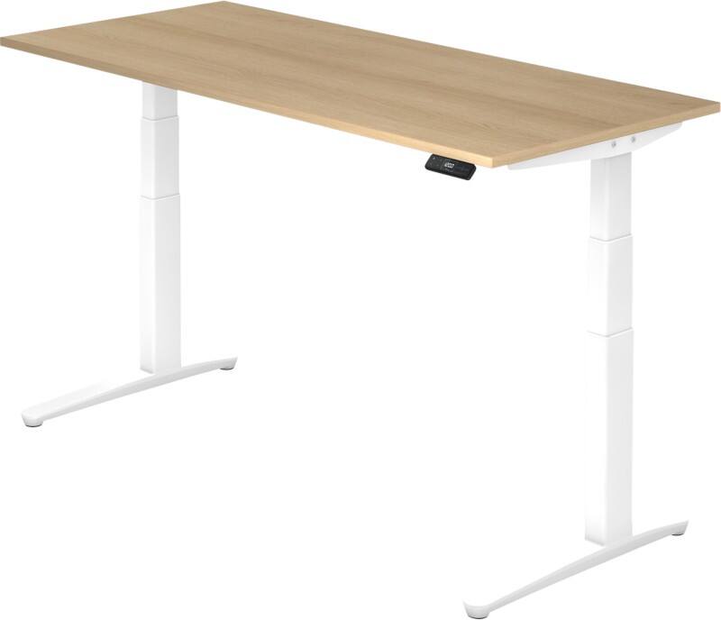 Hammerbacher XBHM VXBHM Elektrisch hoogteverstelbaar Zit-sta-bureau Rechthoekig Eiken C-Voet 1.800 (B) x 800 (D) x 1.290 (H) mm Spaanplaat, Staal, Aluminium