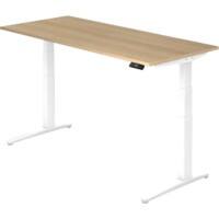 Hammerbacher Zit-sta-bureau Elektrisch in hoogte verstelbaar Rechthoekig Eiken, wit T-voet 1.800 x 800 x 720 mm