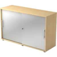 Hammerbacher Schuifdeurkast Spaanplaat 1 Plank Afsluitbaar 1.200 x 400 x 748 mm Ahorn Esdoorn, zilver