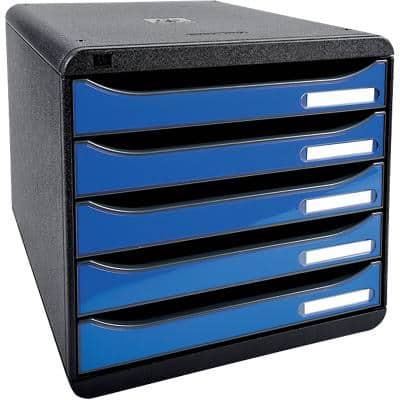 Exacompta Big-Box Ladenkastje 5 lades Big Box Plus Zwart, blauw A4 Polystyreen 27,8 x 34,7 x 27,1 cm