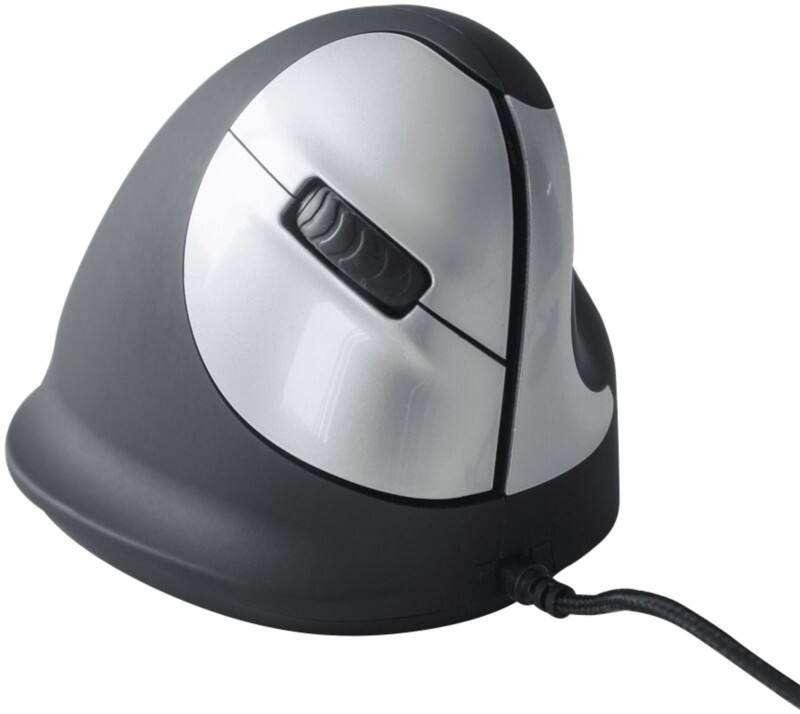 R-Go Tools bedrade verticale ergonomische muis HE (165-195mm) optisch voor rechtshandige gebruikers kabel 1,6 m USB-A zwart, zilver