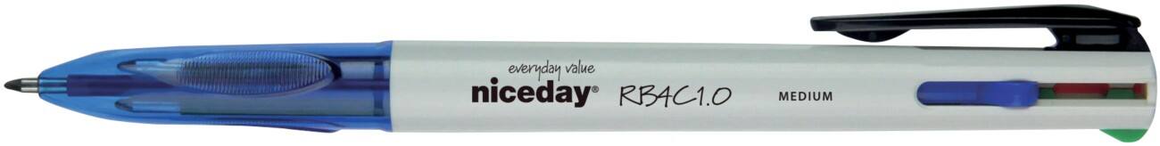 Niceday RB4C1.0 Balpen 4-in-1: Zwart, blauw, rood, groen