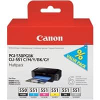 Canon PGI-550/CLI-551 Origineel Inktcartridge Zwart, grijs, cyaan, magenta, geel Multipak  6 Stuks