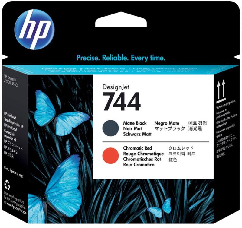 HP 744 Origineel Printkop F9J88A Chromatisch rood, mat zwart
