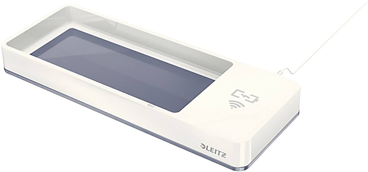 Leitz WOW Bureau Organizer Duokleur met Qi Inductie Oplader Wit, Grijs 26,6 x 10,1 x 2,8 cm