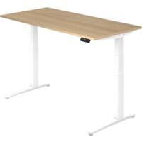 Hammerbacher Zit-sta-bureau Elektrisch in hoogte verstelbaar Rechthoekig Eiken, wit T-voet 1.600 x 800 x 720 mm