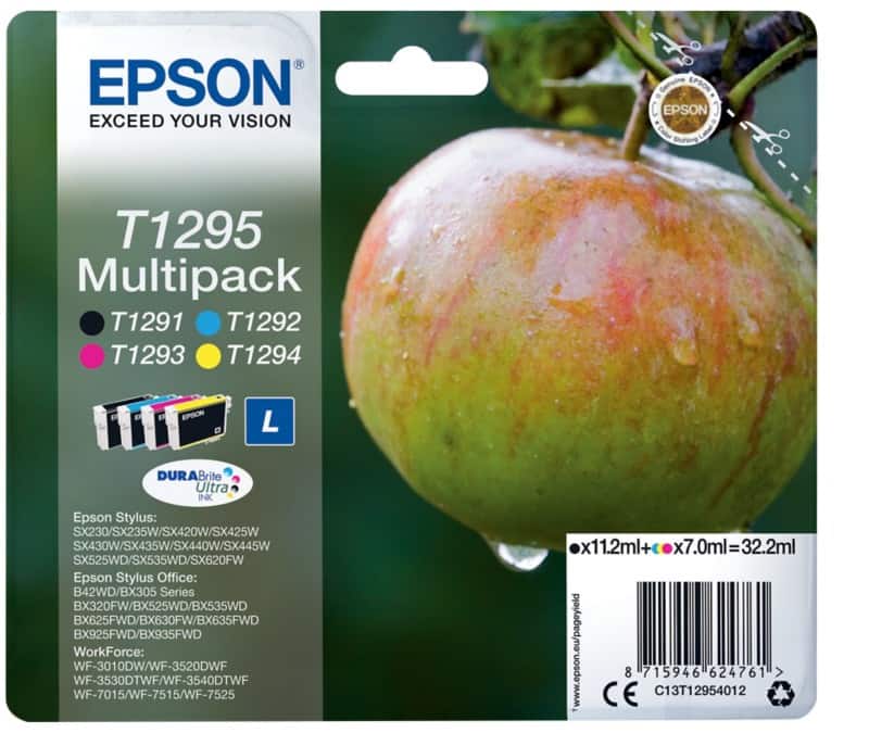 Epson T1295 Origineel Inktcartridge C13T12954012 Zwart, cyaan, magenta, geel Multipack 4 Stuks