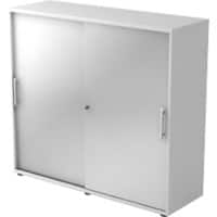 Hammerbacher Schuifdeurkast 2 Planken Afsluitbaar 1.200 x 400 x 1.100 mm Wit, zilver